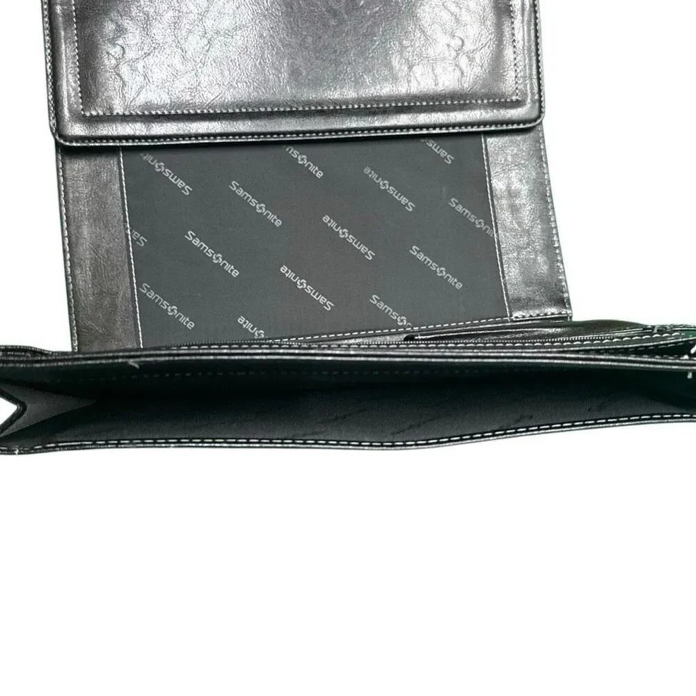 Samsonite Unisex Black Faux Leather Tri-Fold Padfolio Organizer with Calculator